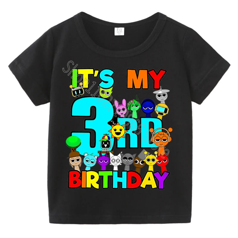 Summer Short Sleeves Sprunki Incredibox Print Children T-shirts Kids Clothes Boys Girls Cotton Tees Tops Birthday Party Gifts