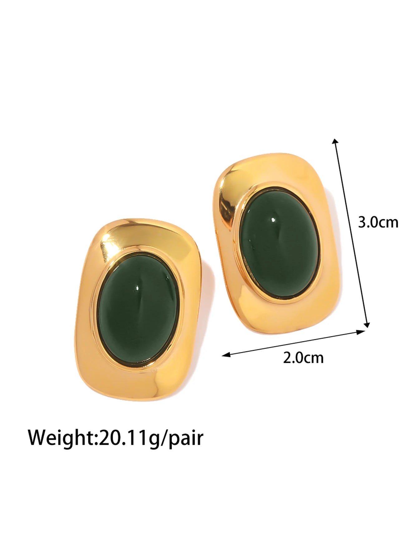 Uworld Vintage 18K Plated Gold Color Red Green Stone Geometry Ear Studs For Women Stainless Steel Earrings Waterproof Jewelry