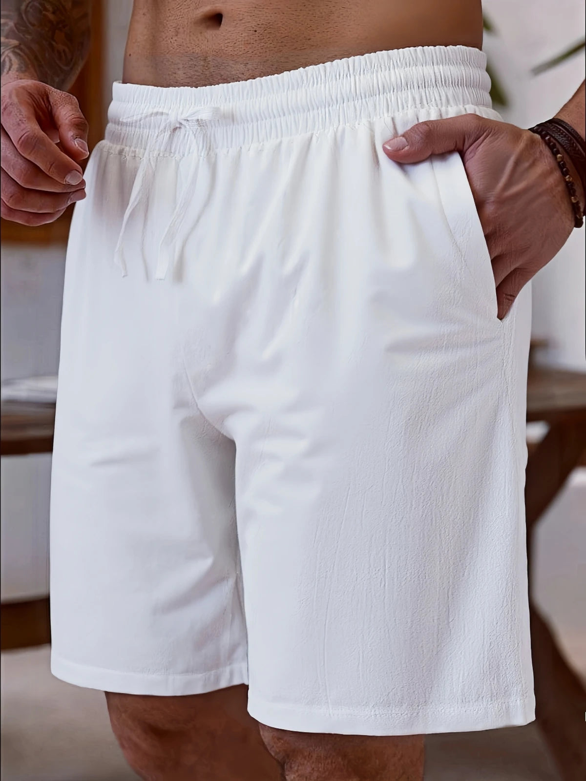 Summer new men's casual shorts, plain-colored lightweight quick-drying beach pants, comfortable beach vacation casual shorts