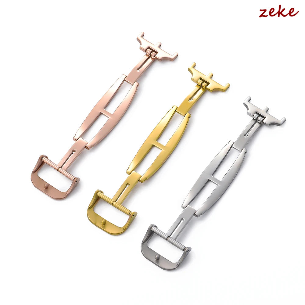 Stainless Steel Watch Buckle Silver Gold Rose Watch Clasp Accessories 18mm Replacement Buckle for Jaeger Watch Strap with Tool