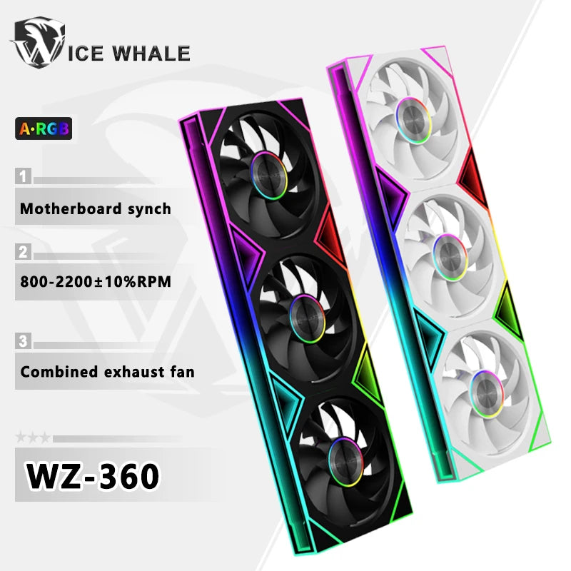 ICE Whale WZ-120/240/360 PC Case Fan ARGB Motherboard Sync Combination Structure Cold Exhaust Cooling Fan Ventilador