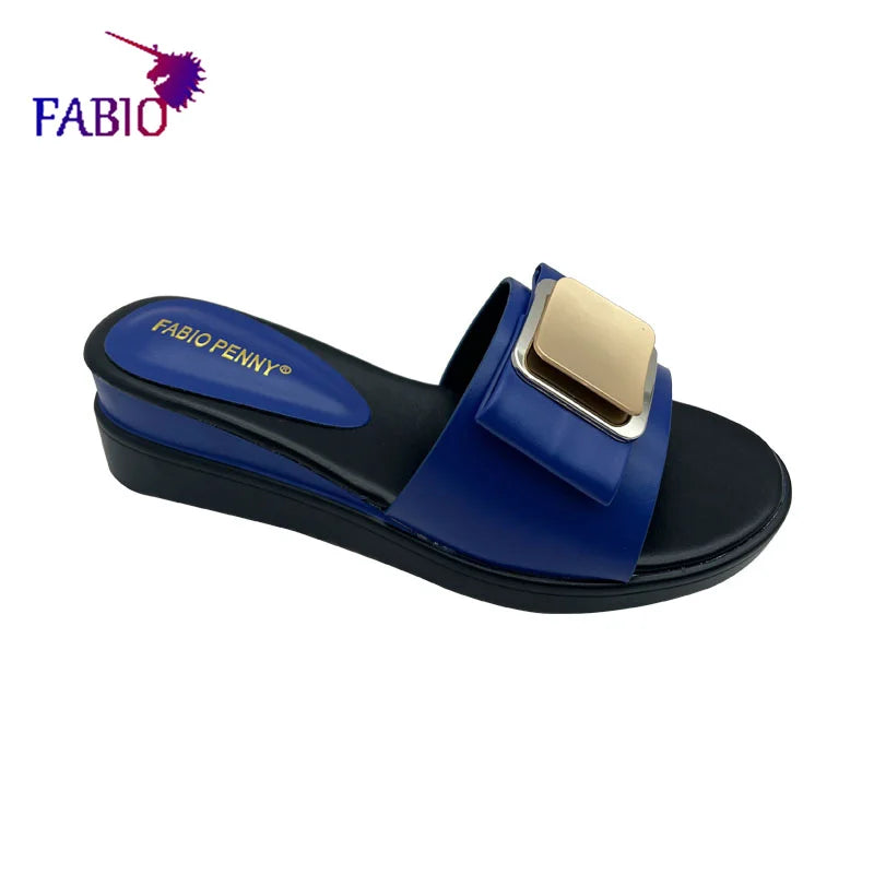 FABIO PENNY's 2026 new popular exquisite metal fashion thick-soled design slippers summer parties comfortable ladies' slippers