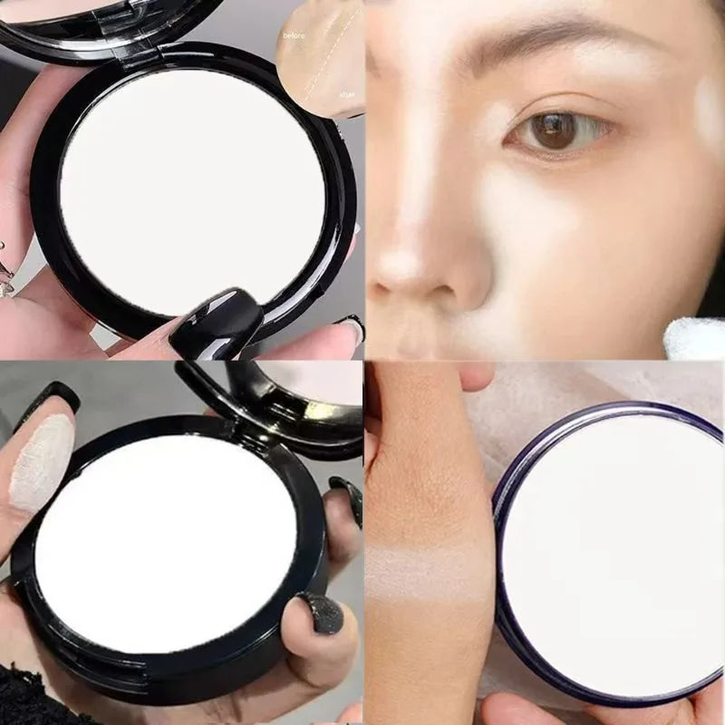 Transparent White Pressed Powder Oil Control Silky Soft Focus Foundation Palette Concealer Brighten Modifying Dullness Makeup