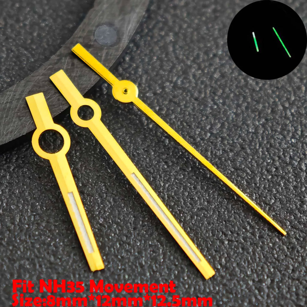 NH35 Hands Watch Hand Suitable for NH35/NH36/NH38/NH72 Movements, Green/Blue-Green Luminous Watch Hands, Replacement Part