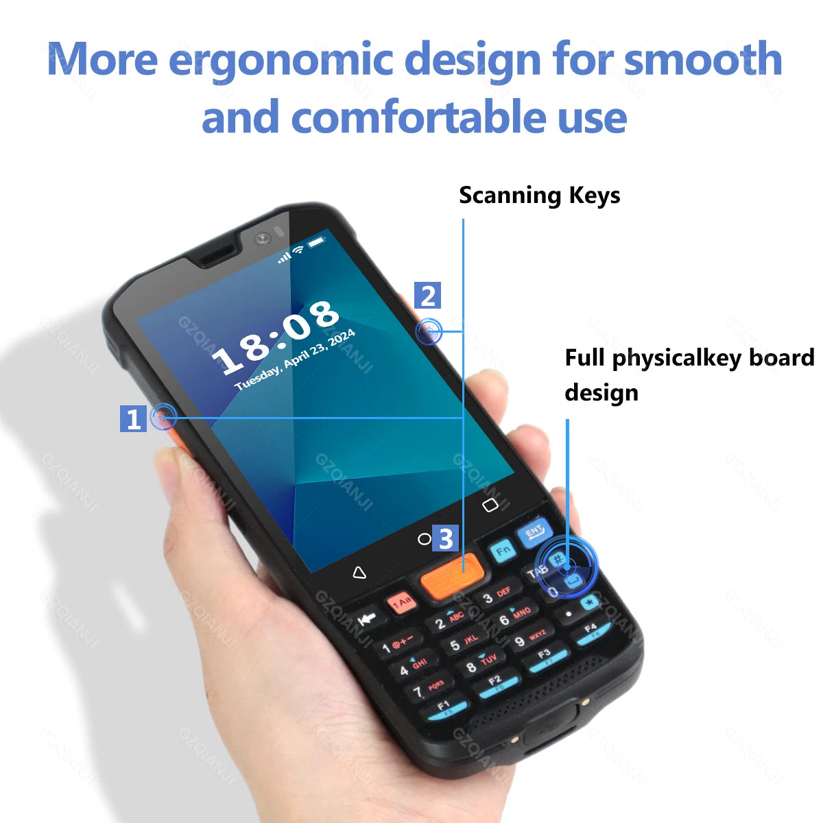 Android 11/14 PDA Handheld Terminal Data Collector with 1D Barcode 2D QR Scanner NFC 2/3/4G WiFi Bluetooth 3G+32G/4G+64G RAM+ROM