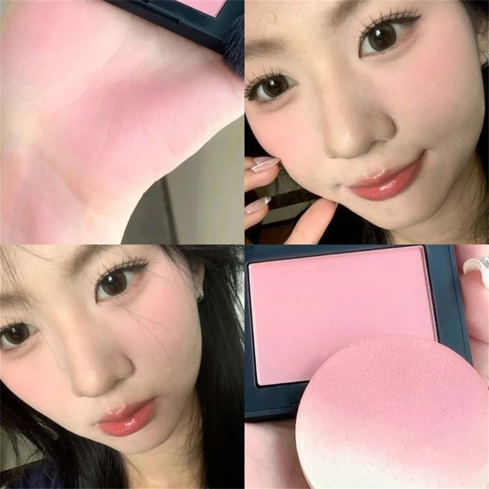 Low Saturation Silky Bean Paste Red Rouge Powder Single Color Natural Matte Cheek Blush Makeup Face Contouring Cheek Tint