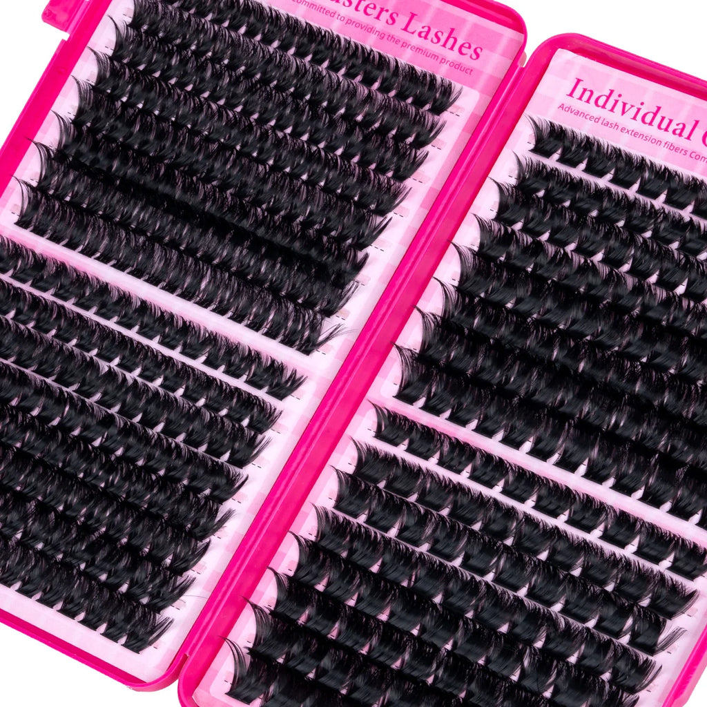 DIY Cluster Lash Large Capacity Mixed Lengths Curl Dense Eyelash Extension 3D Wispy Lash Suitable for Party and Stage Makeup