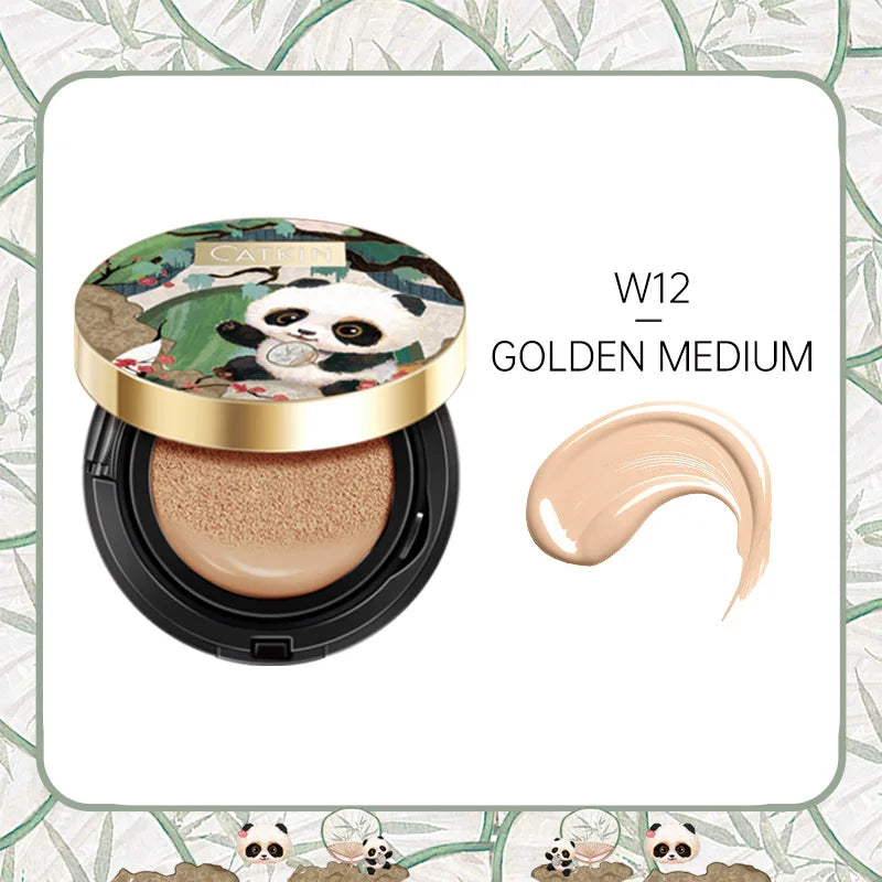 CATKIN Panda Land Full Coverage Cushion Fondation, Breathable Hydrating Nourishing Poreless Face Makeup Save for Sensitive Skin