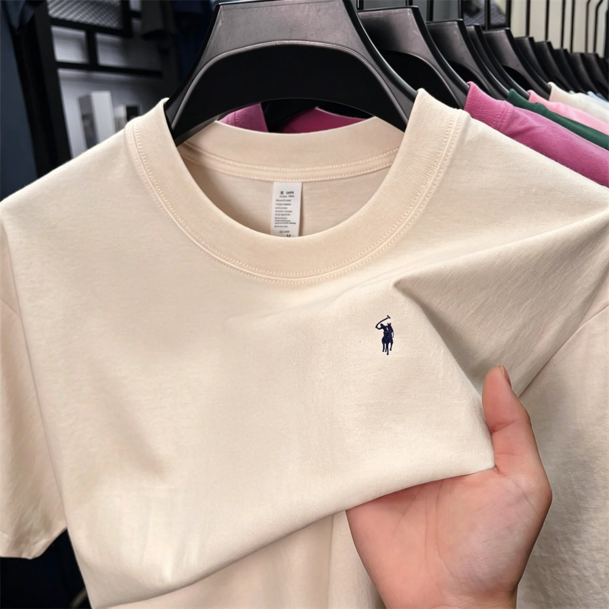 100_ cotton men's short sleeve T-shirt fashion brand Paul Pony embroidery summer new high-end comfortable casual round neck top