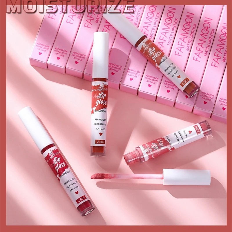 Matte Liquid Lipstick Rose Red Lip Glaze Makeup Moisturizing Waterproof Durable Lip Mud Non-stick Cup Lip Gloss Korean Makeup