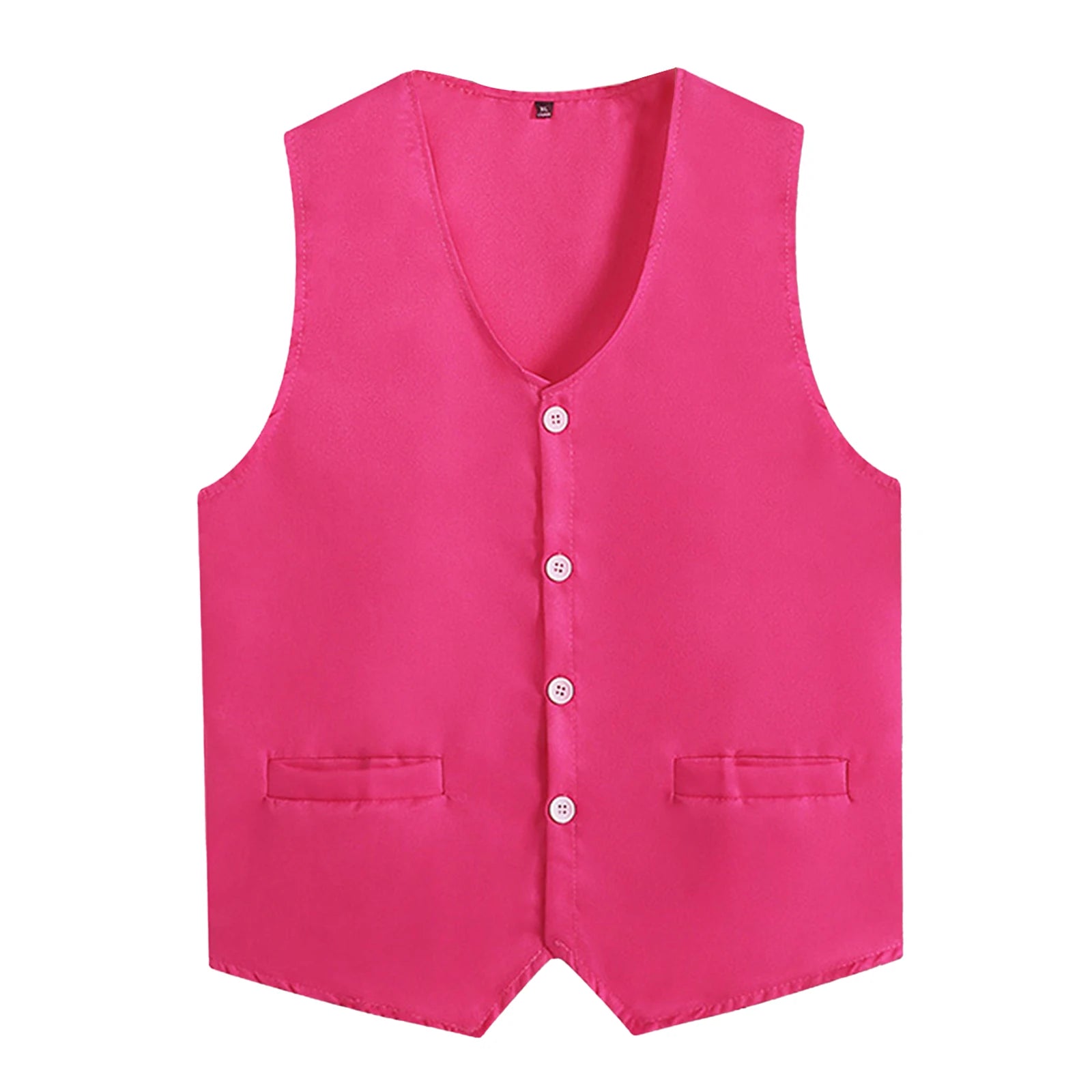 Kids Boys Girls Button Volunteer Vest Solid Color V Neck Sleeveless Waistcoat Volunteers School Camp Activities Uniform