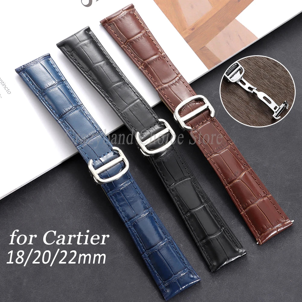 Genuine Leather Watch Strap for Cartier Tank London Solo Business Men‘s Soft Bracelet High Quality New Wrist Band 18mm 20mm 22mm