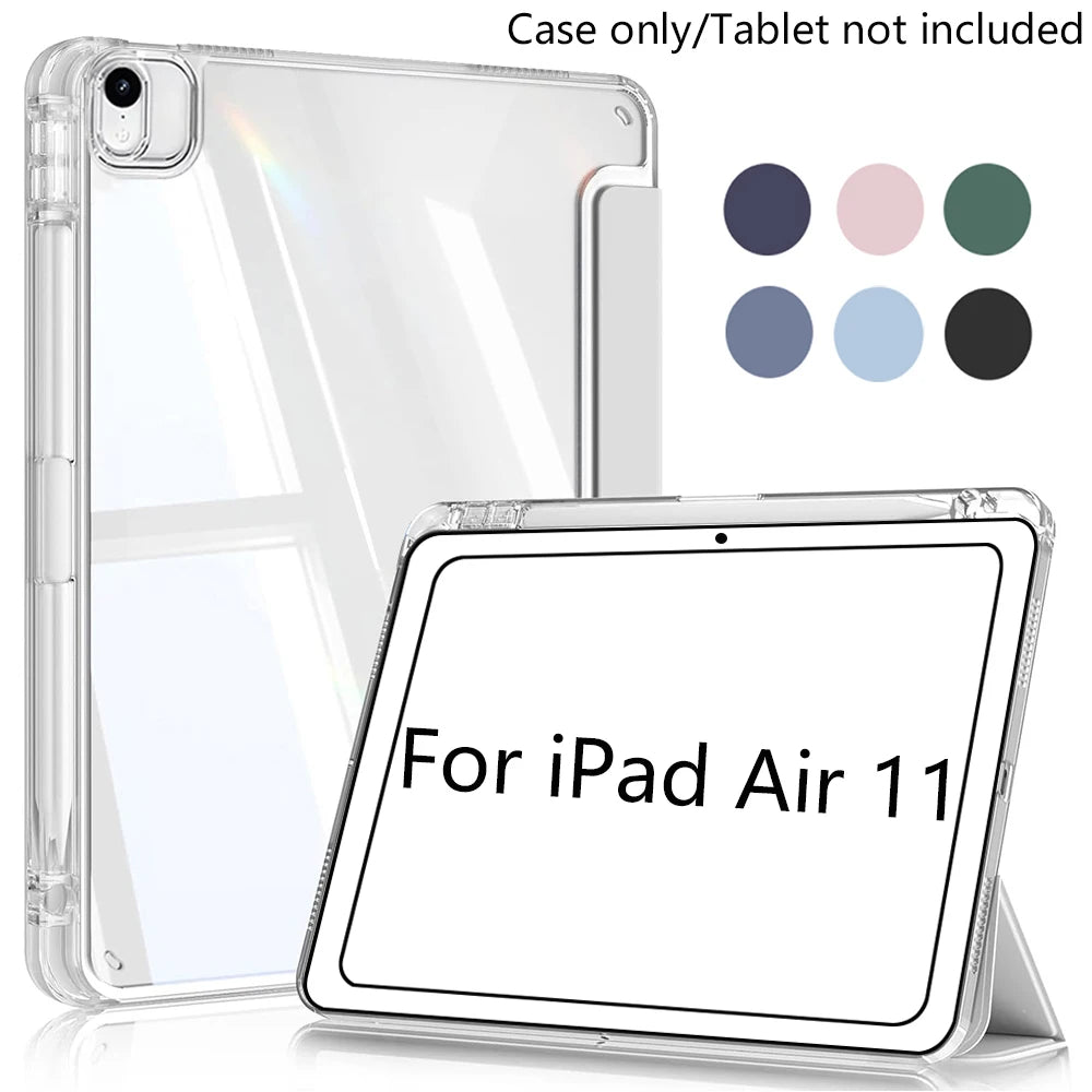 Case for iPad Air 11 Inch M4 2026/M3 2025/M2 2024, iPad Air 5th/4th Gen 10.9 Inch 2022/2020, Acrylic Cover with Pencil Holder