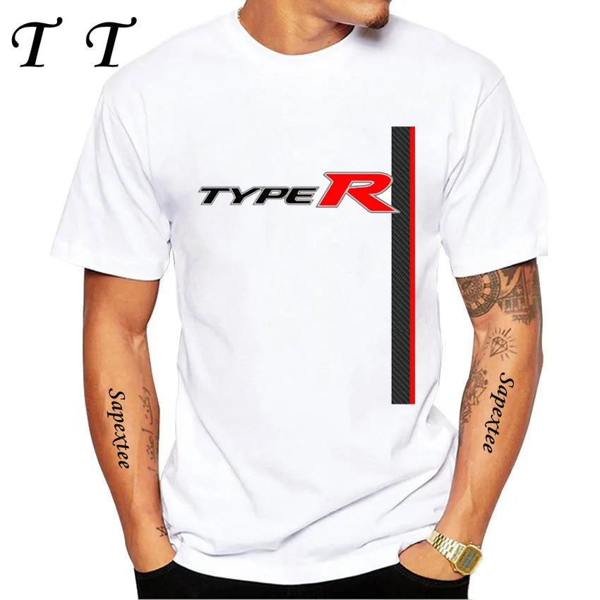 Retro Civic Type R FN2 Black T-Shirt New Summer Men Short Sleeve JDM Legends Print Tshirts Boy Casual Tops Car Sport White Tees