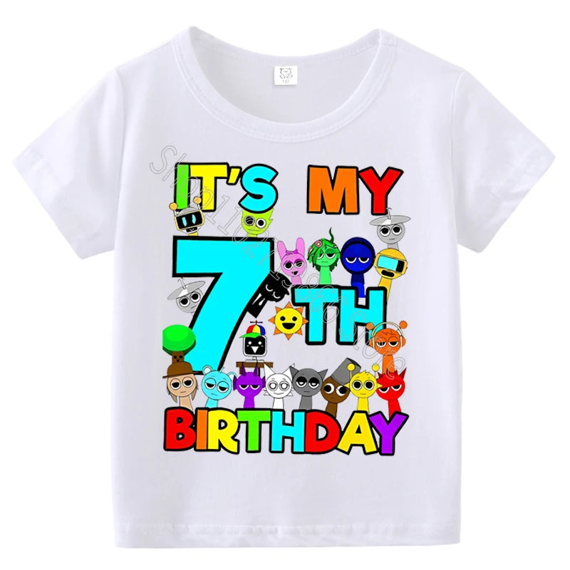 Summer Short Sleeves Sprunki Incredibox Print Children T-shirts Kids Clothes Boys Girls Cotton Tees Tops Birthday Party Gifts