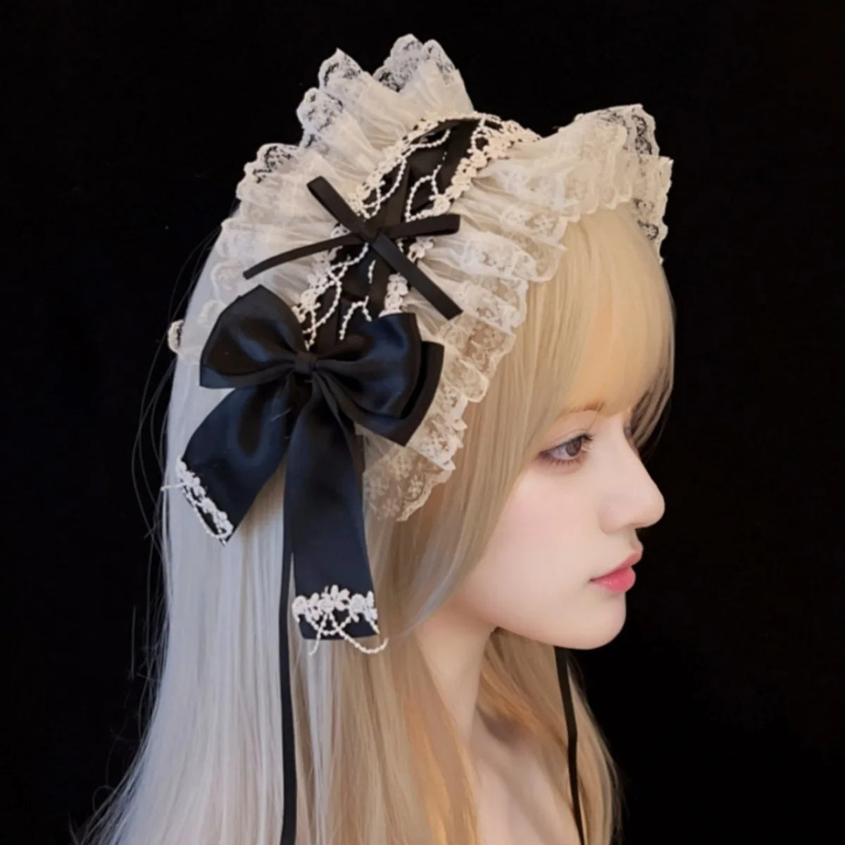 1PC Lolita Headband Hairband Bow Lace Lolita Accessories Sweet Japanese Lolita Maid Versatile Headwear Bear Ears