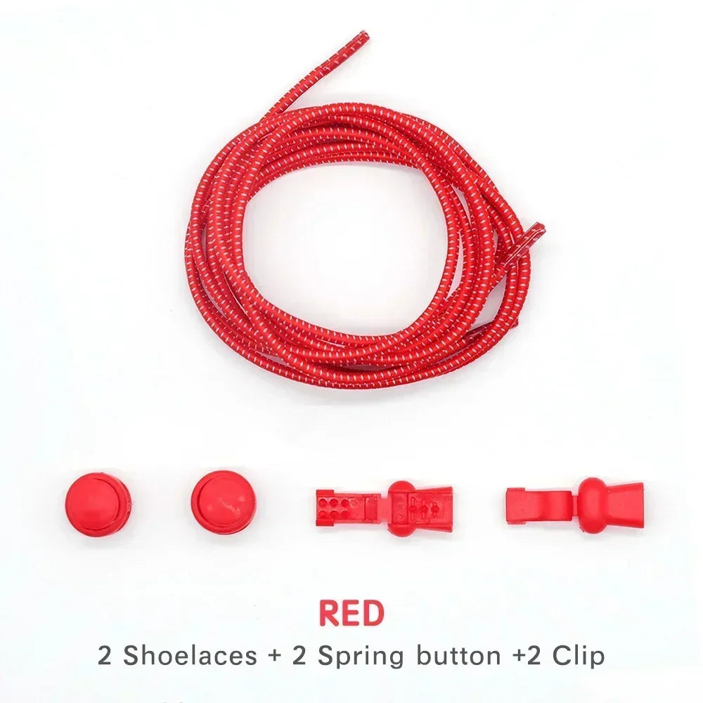 1 Pair of No Tie ShoesLaces Rubber Round Spring Lock Elastic Sneaker Shoelaces Laces Accessories Suitable for Kids Adult Lazy