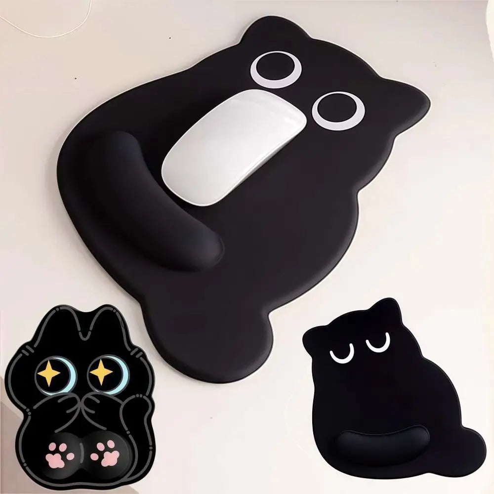 Big-eyed Cat Mouse Pad Non-Slip Comfortable Wrist Rest Typing Pad Dirt-resistant Soft Ergonomic Mouse Pad For Computer Office