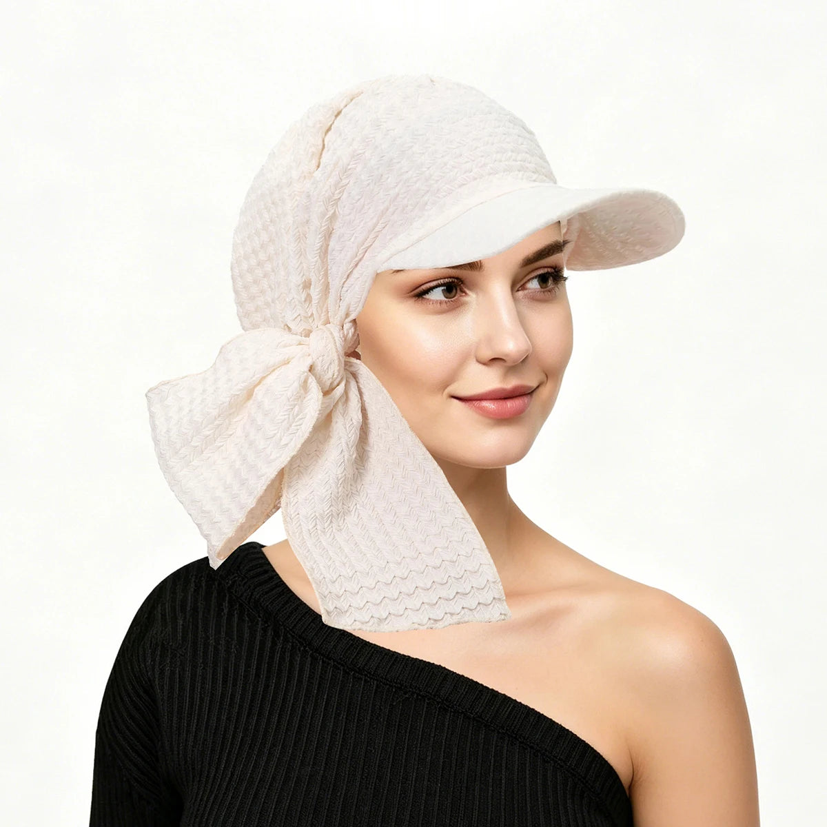 2026 New Women Solid Color Turban Hat Outdoor Brim Sunshade Hats Curved Hat Baseball Cap Sun Hats Headscarf Scarf Femme