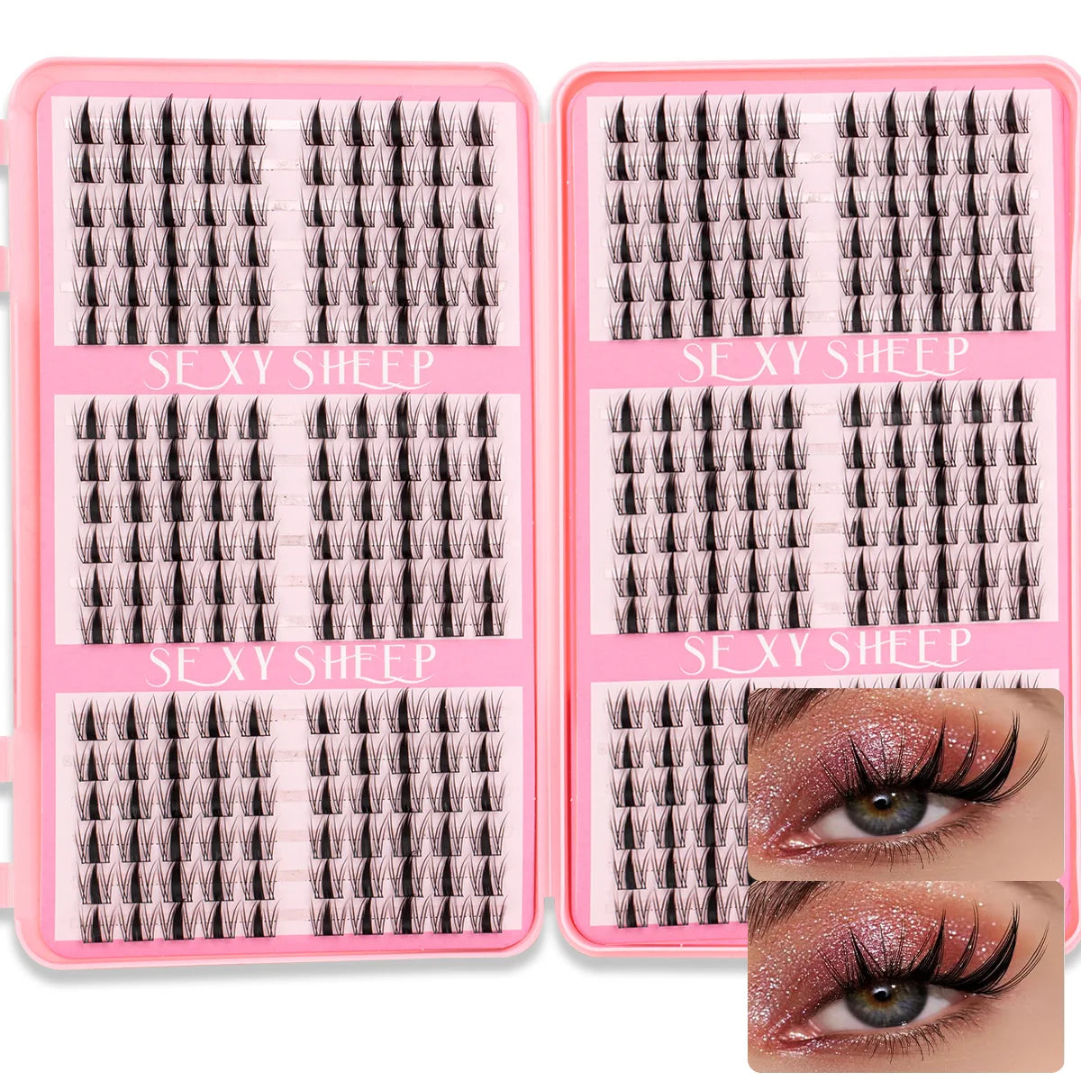 DIY Cluster Lash Large Capacity Mixed Lengths Curl Dense Eyelash Extension 3D Wispy Lash Suitable for Party and Stage Makeup