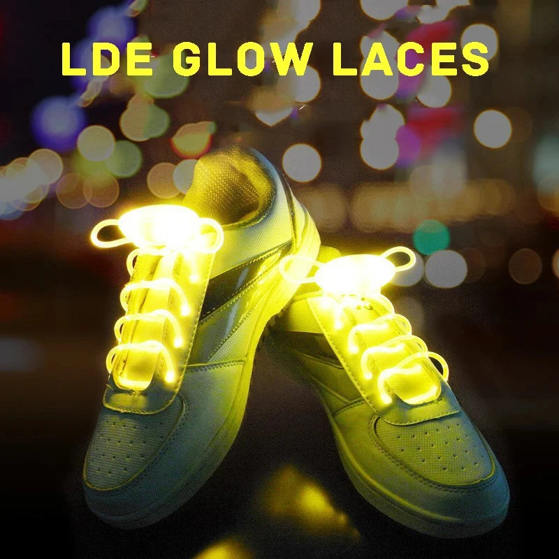 LED Sport Shoelaces Night Luminous Shoelaces Glow Shoe Strings Round Flash Light Shoelaces for Women Men No Tie Lazy Shoe Laces
