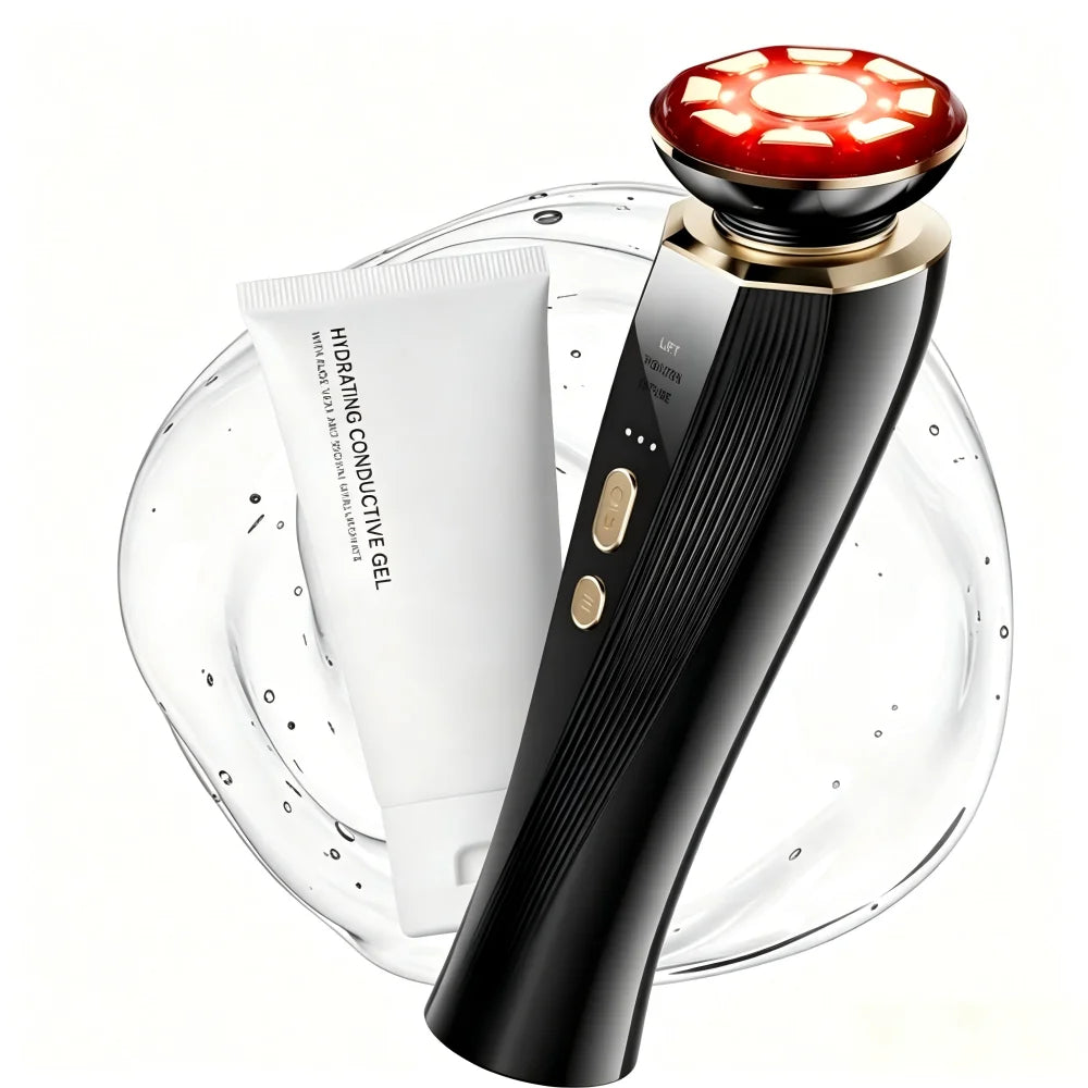 3 in 1 Red Light Handle Facial Device Portable V Shaped Face Lifting Slimming Massager for Neck Skin Tightening Anti-Aging Skincare Tool For Women Travel Home Use Gift