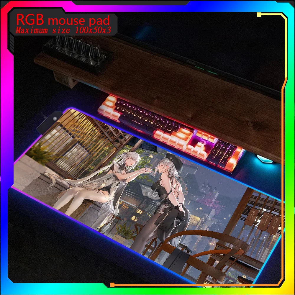 HD print wuthering Wave Jinhsi Rgb Mouse Pad Xxl Steelseries Laptop Mat Backlit Keyboard Gamer Girl Table Pads Deskpad Mause pad