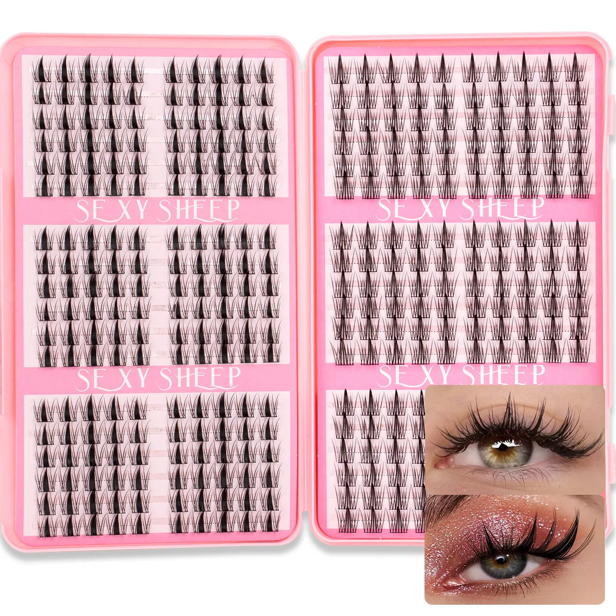DIY Cluster Lash Large Capacity Mixed Lengths Curl Dense Eyelash Extension 3D Wispy Lash Suitable for Party and Stage Makeup