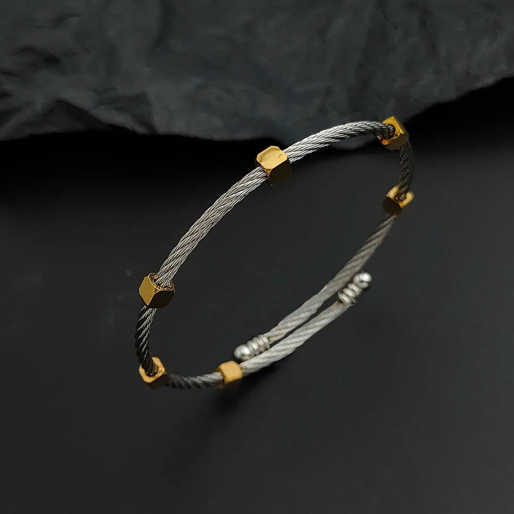 Creative wire thorn nut gold-plated stainless steel women's bracelet, waterproof and rust-free, couple bracelet