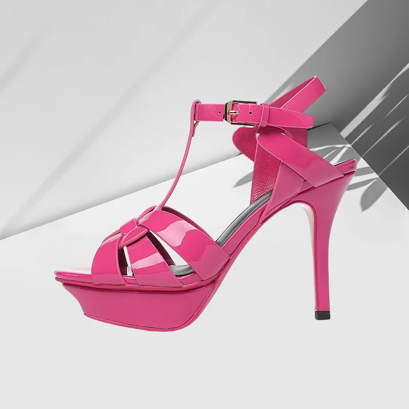 2024 New 10cm High Heel Sexy Fashion Fish Mouth Waterproof Platform Spring/Summer Fine Heel Sandals Steel Pole Dance Striptease