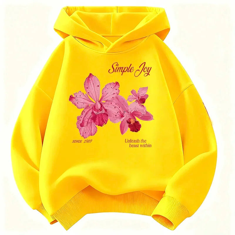 Graphic Pullover Flower Design Hooded Kids Children's Sweatshirt Cute Hoody for Boys Girls Spring Casual Hoodies