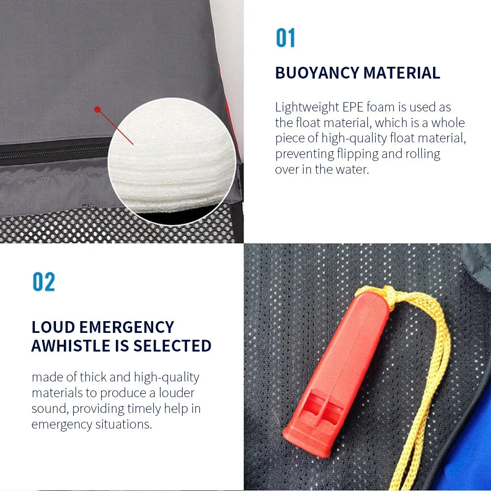High Buoyancy Fishing Vest Adjustable Safety Life Jacket for Outdoor Boating and Fishing Gear Men Women Water Sports Vest