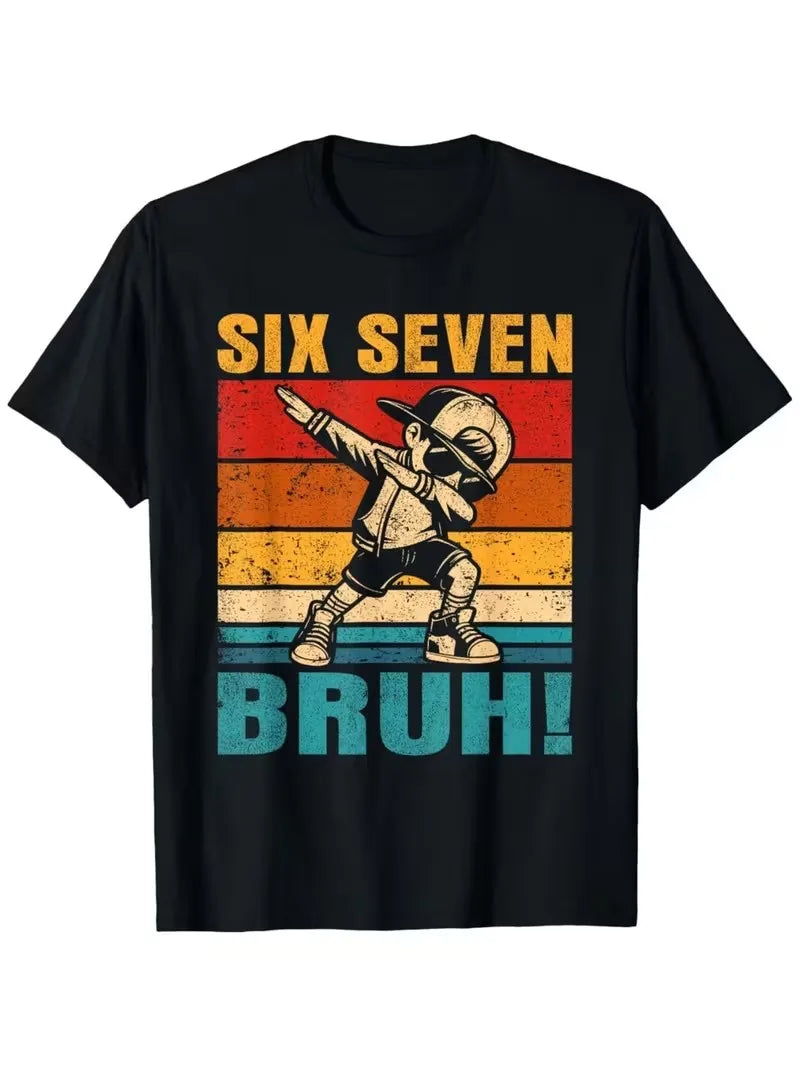 Summer Fashion Boys Cotton T-Shirt  Brush SIX SEVEN 67 Digital Puzzle Print Kids Casual Top Children's Short Sleeved Tee Shirt