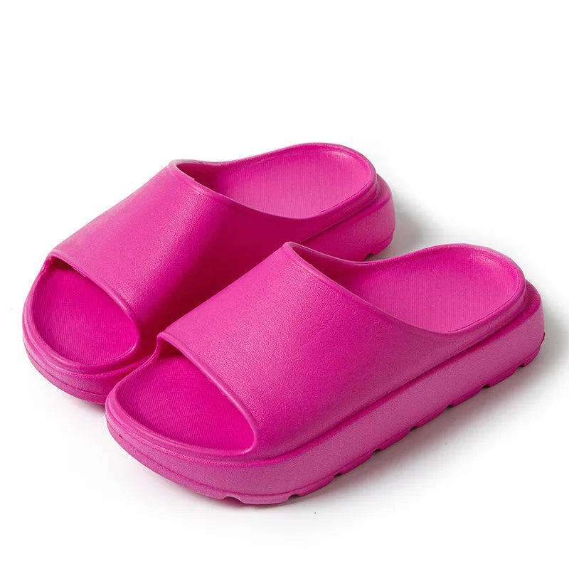 Comwarm Women Platform Slippers Soft EVA Thick Sole Sandals Fashion High Bottom Flat Heel Slippers Non-slip Casual House Slides