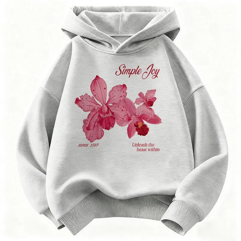 Graphic Pullover Flower Design Hooded Kids Children's Sweatshirt Cute Hoody for Boys Girls Spring Casual Hoodies
