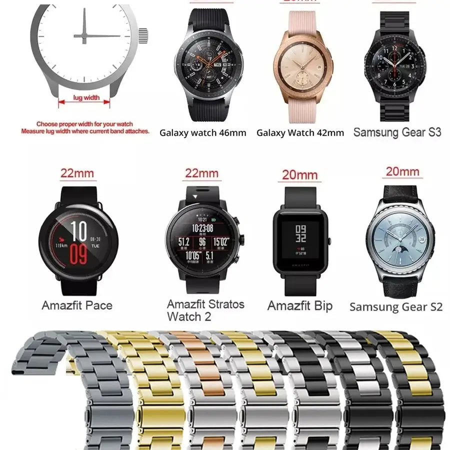 20mm/22mm Milanese band For Amazfit GTS/2/2e/3/4/GTS2 Mini/GTR 42mm/47mm/GTR2/3/4/Pro stratos Metal Bracelet Amazfit bip strap