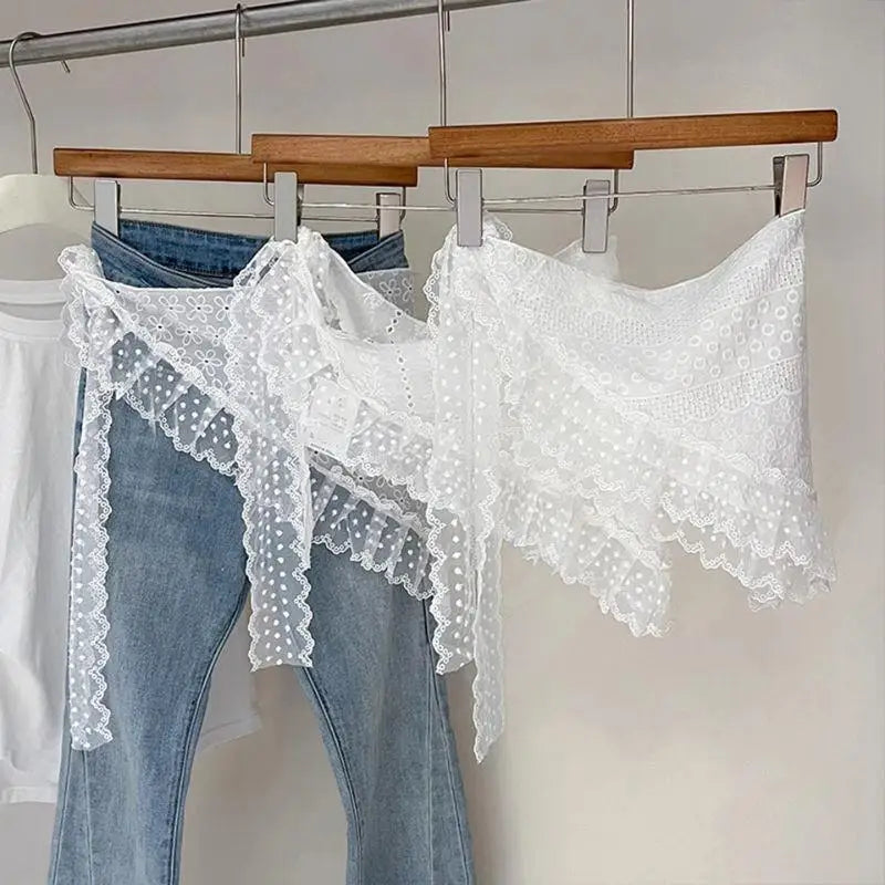 INS Style Triangular Lace Handkerchief Personalized Trendy Layering Of Small Aprons Soft Versatile Korean Headscarf Hair Scarves