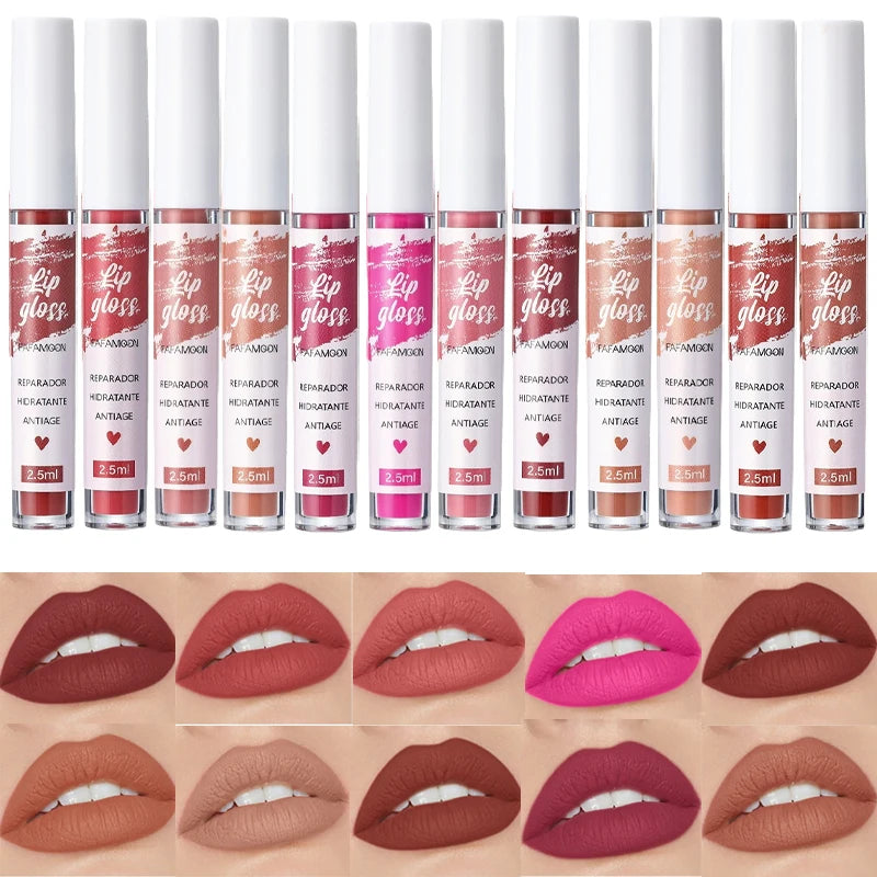 Matte Liquid Lipstick Rose Red Lip Glaze Makeup Moisturizing Waterproof Durable Lip Mud Non-stick Cup Lip Gloss Korean Makeup