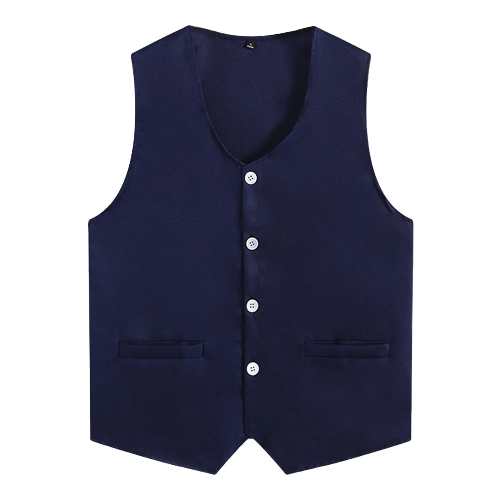 Kids Boys Girls Button Volunteer Vest Solid Color V Neck Sleeveless Waistcoat Volunteers School Camp Activities Uniform
