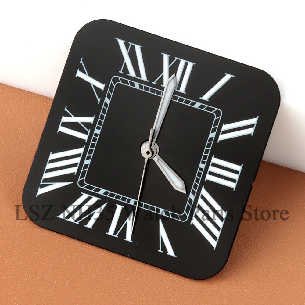 27mm NH35 Dial Square Roman Dial and Hands For 38mm Santos Case Fit NH35 NH36 Movement Stainless Steel Watch Accessories Repair