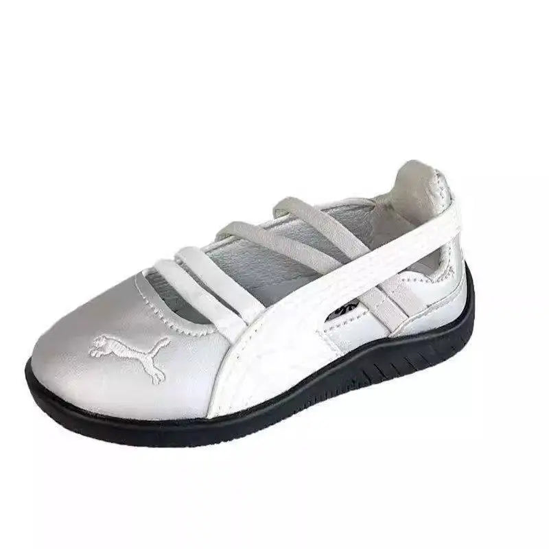 Kids'Casual Shoes Breathable Solid Color PU Leather Spring Flat Shoes For Children Anti-slip Sliver Black Shoes Size 21-37