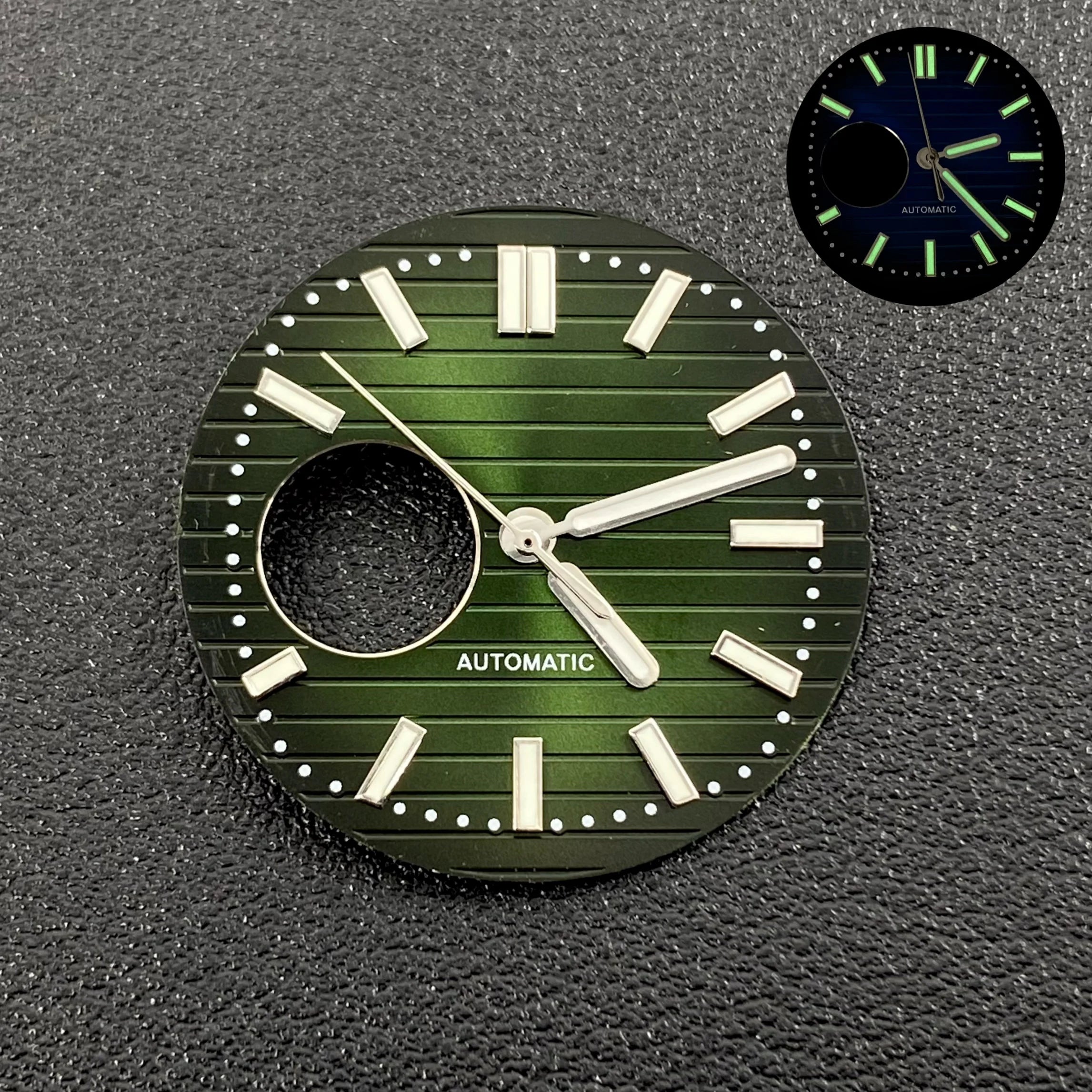 N30.5MM Dial Nautilus No Logo Watch Dial Green Luminous With Hands Suitable for NH38 Movement Modification Repair Accessories