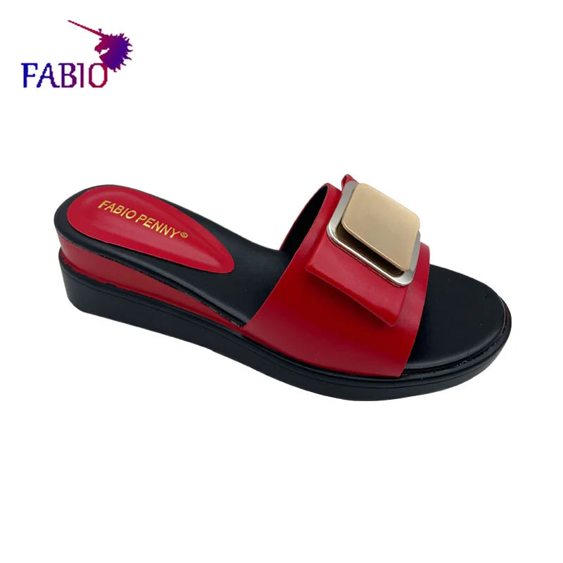FABIO PENNY's 2026 new popular exquisite metal fashion thick-soled design slippers summer parties comfortable ladies' slippers