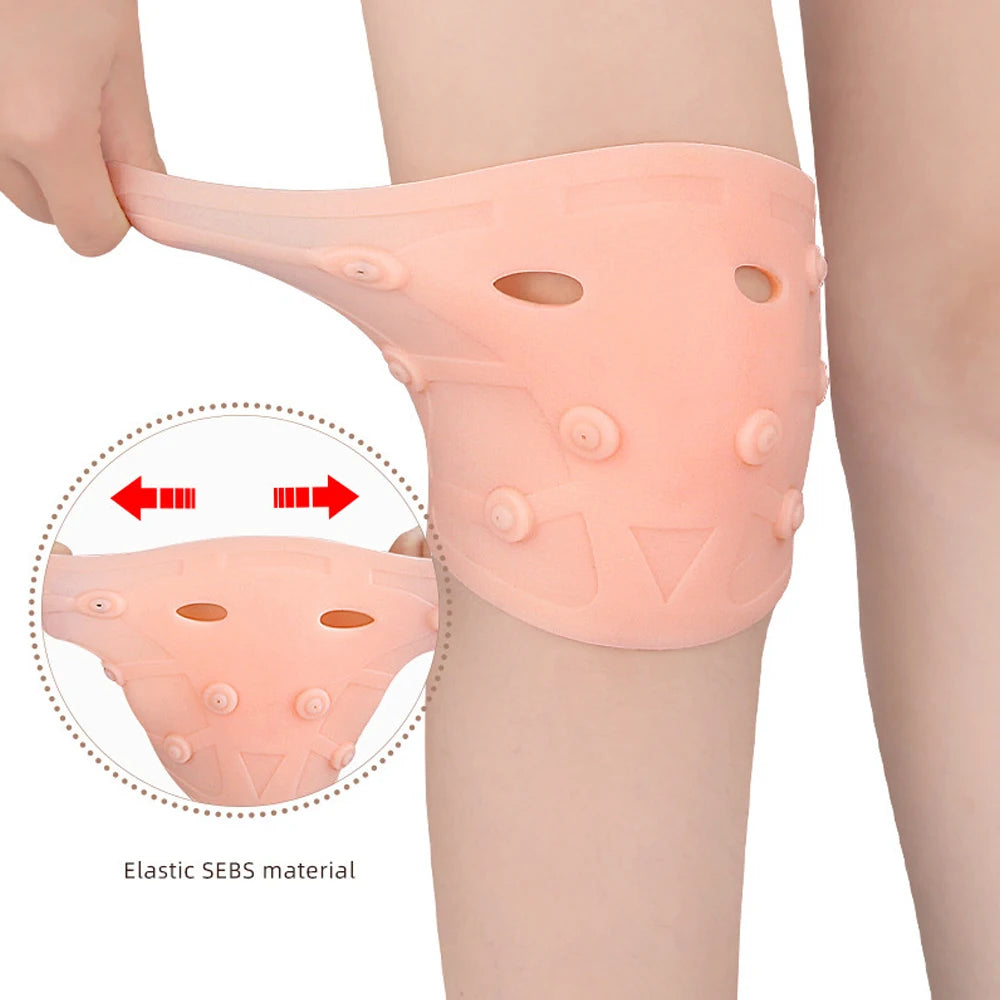 1PCS Silicone Knee Braces, Magnetic Compression Support Sleeve Brace, Thickened Patella Knee Pads Sport Protectors