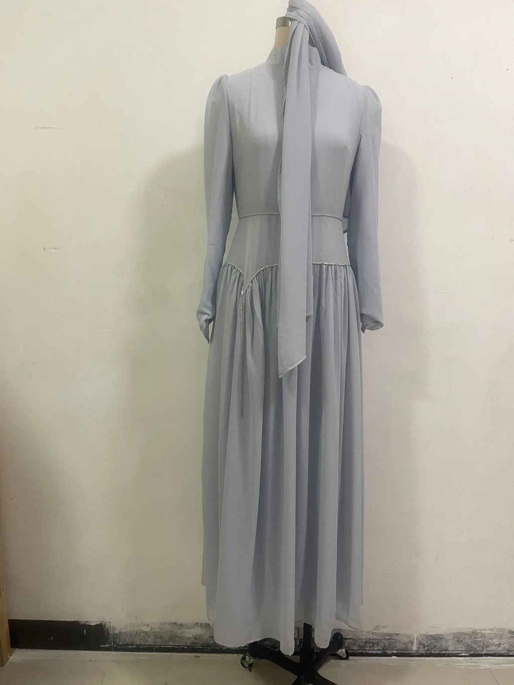 Women Eid Abayas Party Long Dresses Headscarf Diamond Chain Muslim Ramadan Morocco Dubai Kaftan Islam Vestidos Robe Jalabiya