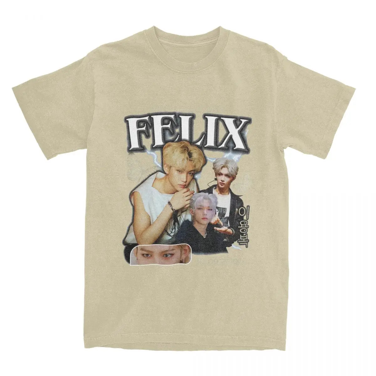 Men FELIX Korean Kpop Singer T Shirts Idol Cotton Clothing Summer Vintage Short Sleeve T-Shirt O Neck Harajuku Tshirt