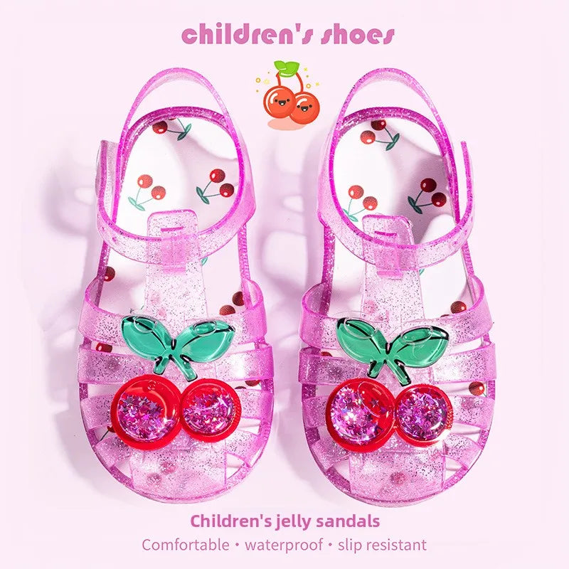 2026 Children's Transparent Crystal Jelly Sandals Soft Non-Slip Sole Princess Roman Style for Summer Cute Kids Footwear