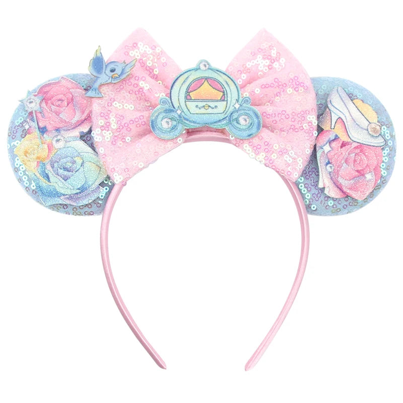 2025 New Style Mickey Minnie Ear Headband Sequin Bows Girl Adult Kids Halloween Party Cosplay Hair Accessories Princess Hairband