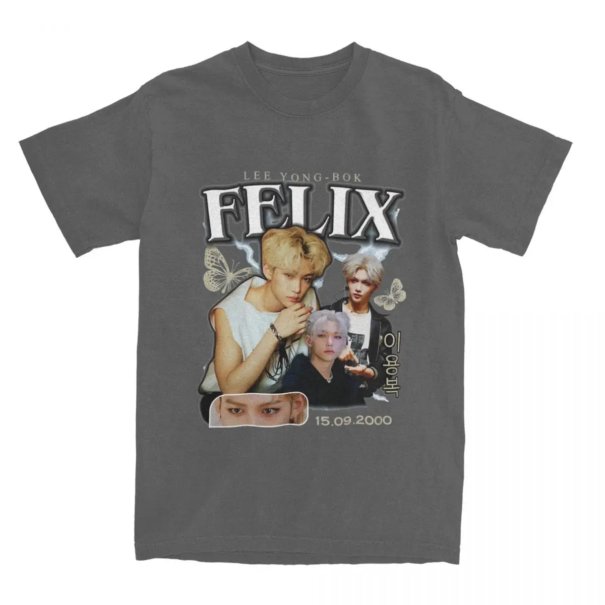 Men FELIX Korean Kpop Singer T Shirts Idol Cotton Clothing Summer Vintage Short Sleeve T-Shirt O Neck Harajuku Tshirt