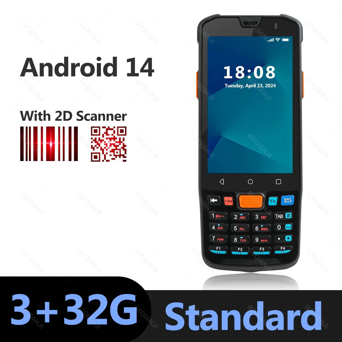 Android 11/14 PDA Handheld Terminal Data Collector with 1D Barcode 2D QR Scanner NFC 2/3/4G WiFi Bluetooth 3G+32G/4G+64G RAM+ROM